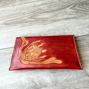 Hand Tooled  Leather Wallet Clutch